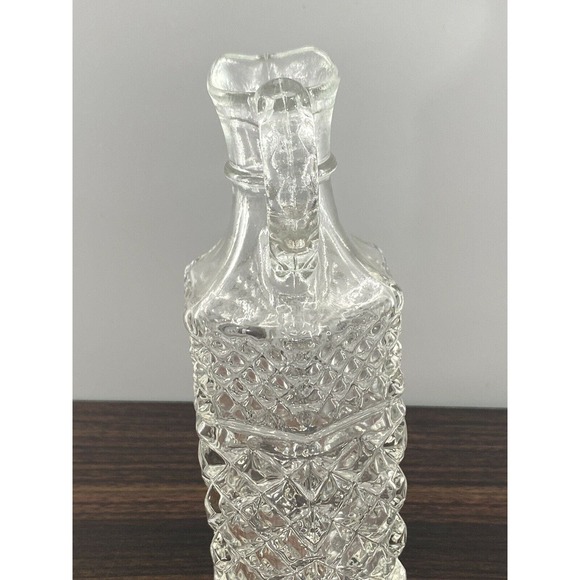 Vintage Anchor Hocking Wexford Clear Diamond Vinegar/Oil Cruet no Stopper USA - Picture 8 of 12